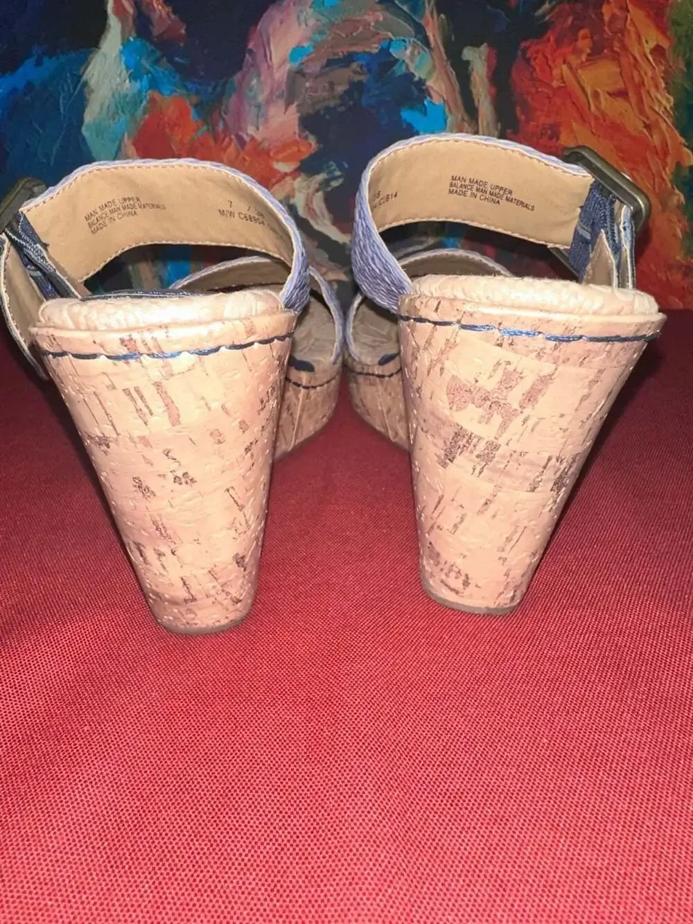 No.84 B.0.C Born Concept Purple Blue Weave Double Strap Wedge Sandals